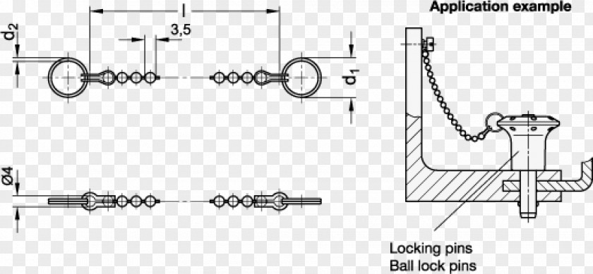 Ball And Chain Stainless Steel American Iron Institute Pin PNG