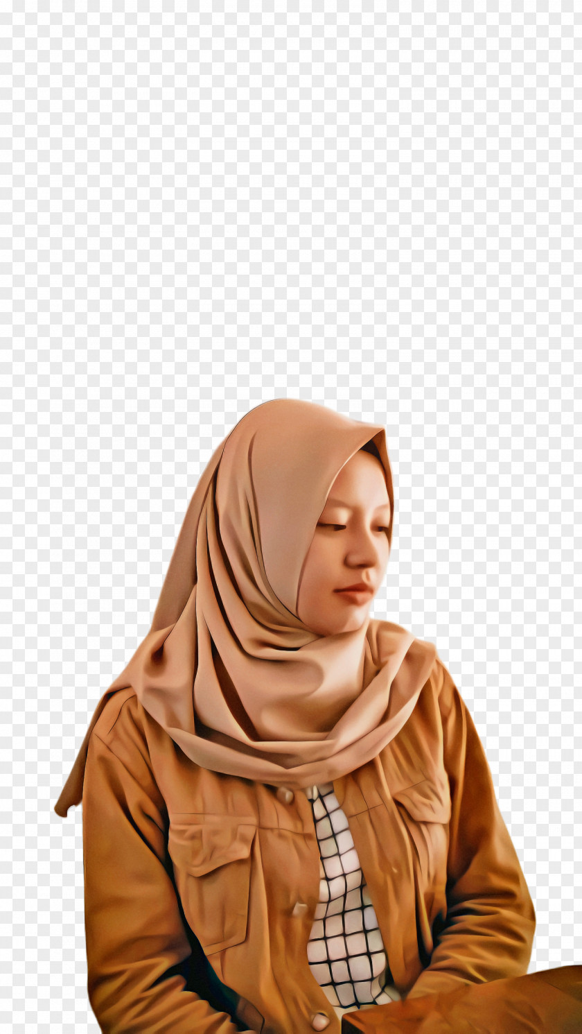 Abaya Beige Girl Cartoon PNG