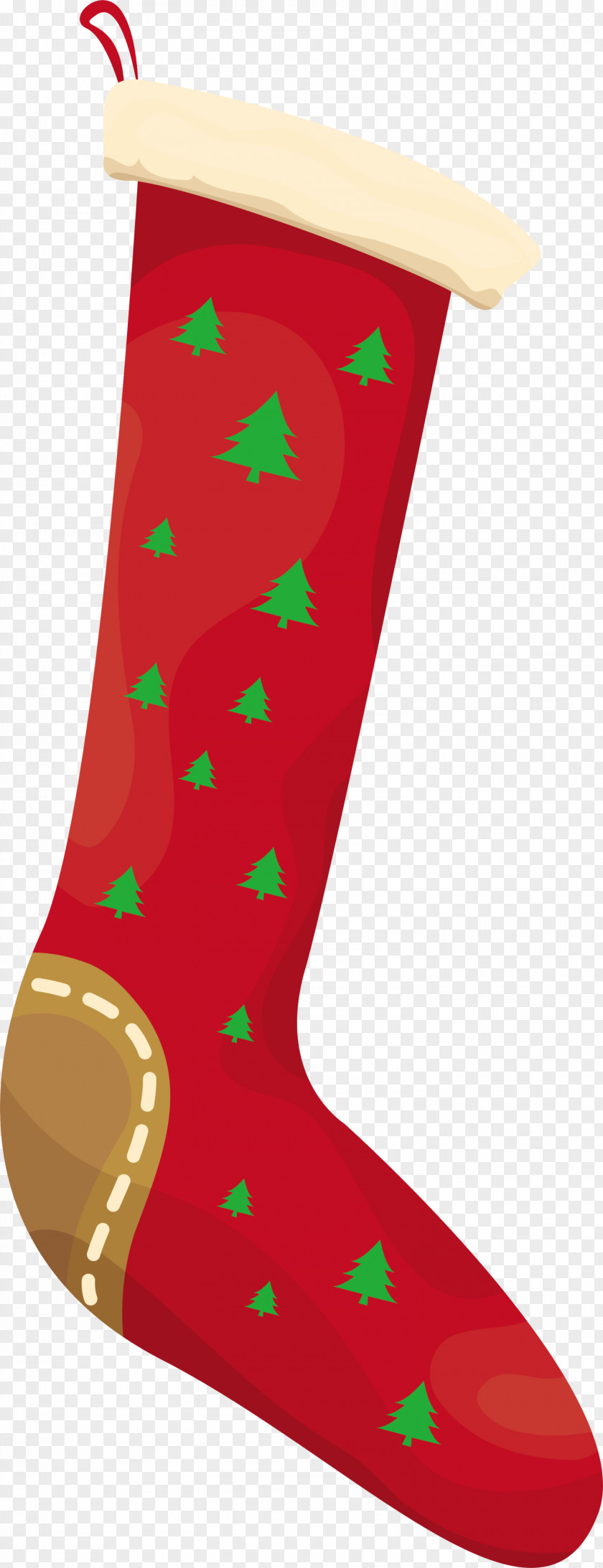 Green Christmas Tree Socks Stockings Red PNG