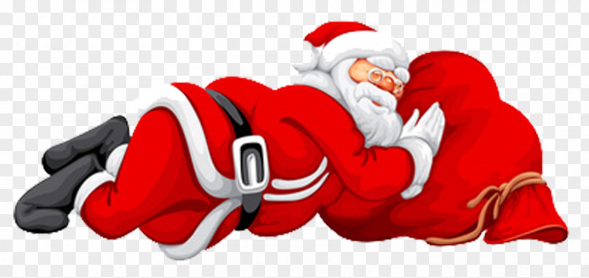 Santa Claus Christmas Cartoon Sleep Clip Art PNG