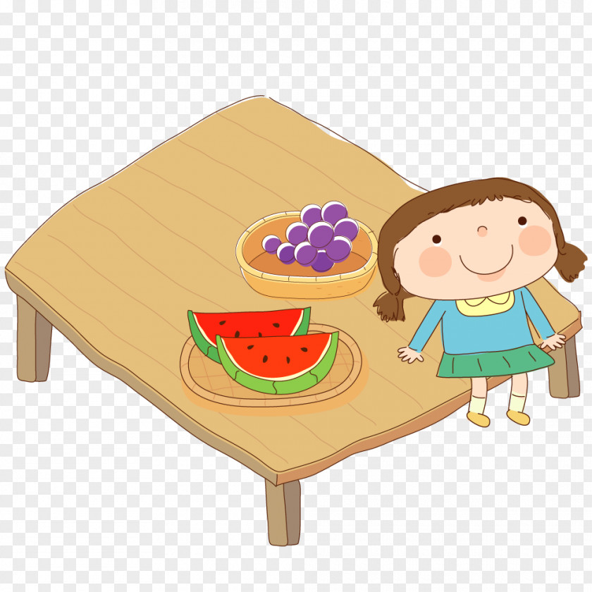 Waiting For Children To Eat Fruit Cartoon Eating Illustration PNG