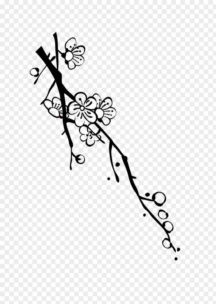 Handmade No Color Plum Blossom White Black PNG