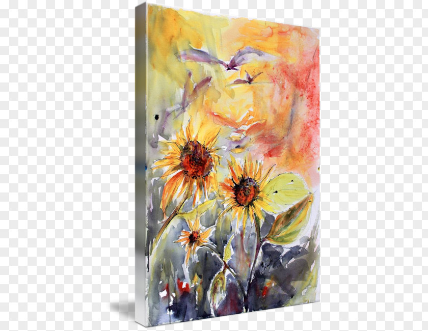 Watercolor Sunflower Painting Art Acrylic Paint PNG