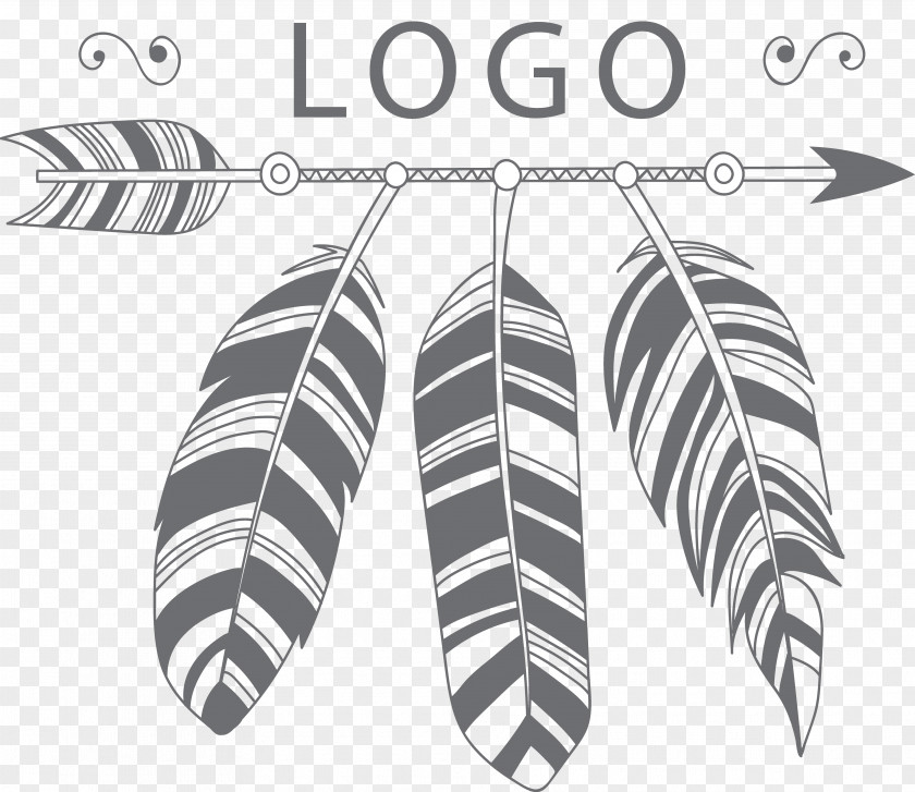 Black Hand Painted Arrows And Feathers LOGO PNG