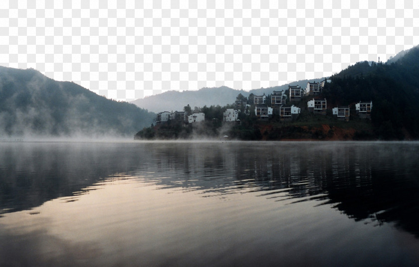 Twilight Huizhou Reservoir Demaotang District Tourism House PNG