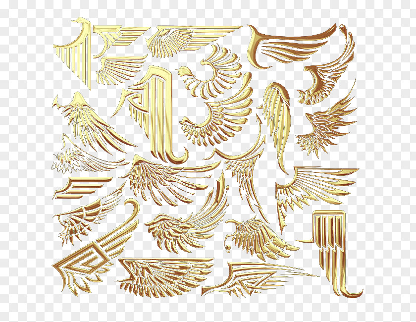 Gold Engraving Wings PNG