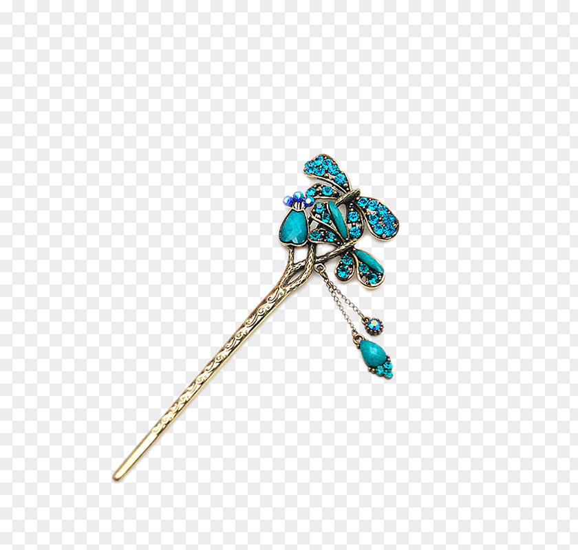 National Wind Peacock Blue Diamond Hairpin Formula Barrette Peafowl PNG