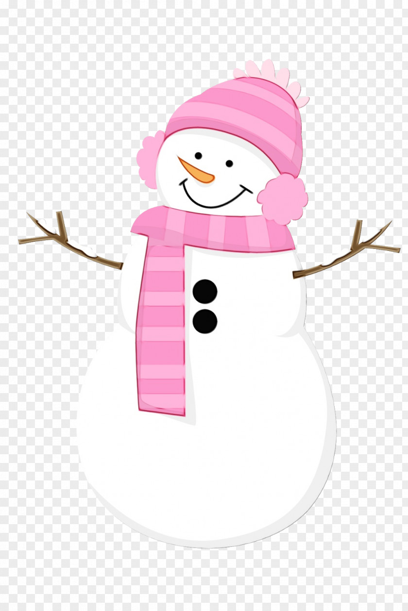 Pink Cartoon Snowman PNG