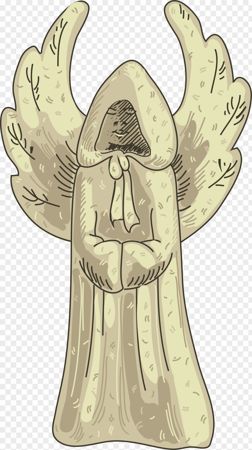 Yellow Cartoon Angel Statue Illustration PNG