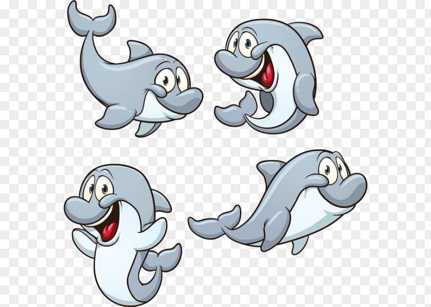 Cartoon Diverse Dolphin Clip Art PNG