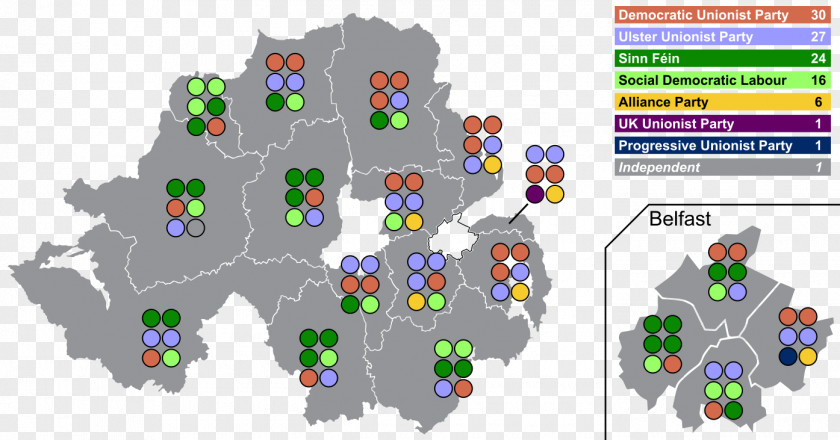 Ireland Map Northern Assembly Election, 2007 2017 2003 1998 PNG