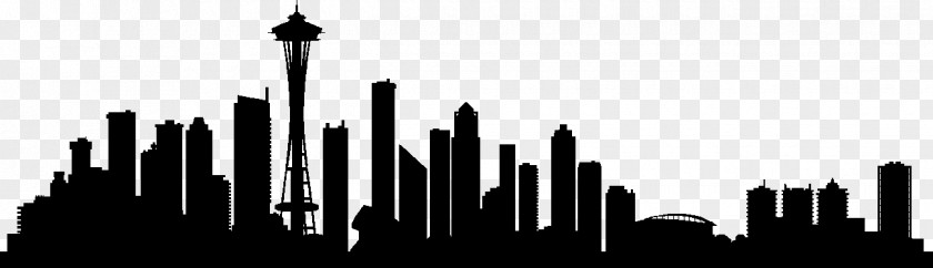Silhouette Seattle Skyline Drawing PNG