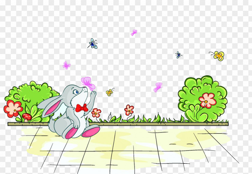 Sitting Rabbit Cartoon Illustration PNG