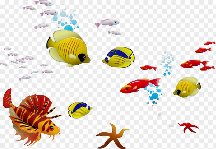 Butterflyfish Yellow Coral Reef Background PNG