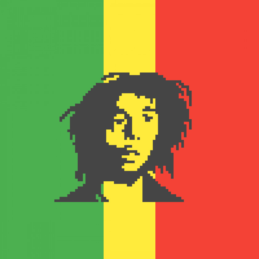 Bob Marley Minecraft Pixel Art Bead PNG
