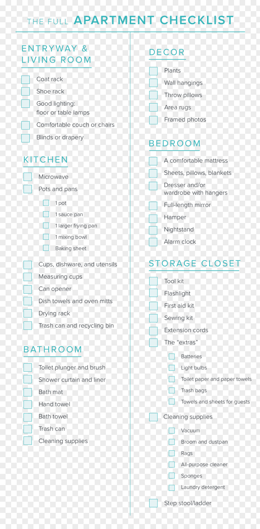 Apartment Checklist Basic Necessitie Professorship University Medicine Am Hubland PNG