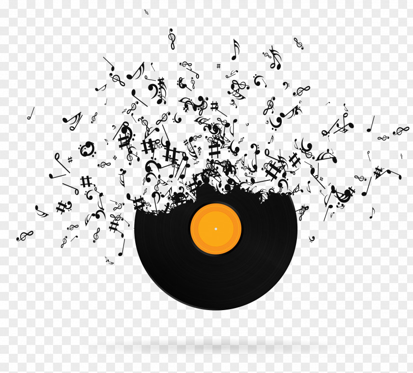 Musical Note Phonograph Record PNG note record, Music CD, musical dispersion of vinyl disc clipart PNG
