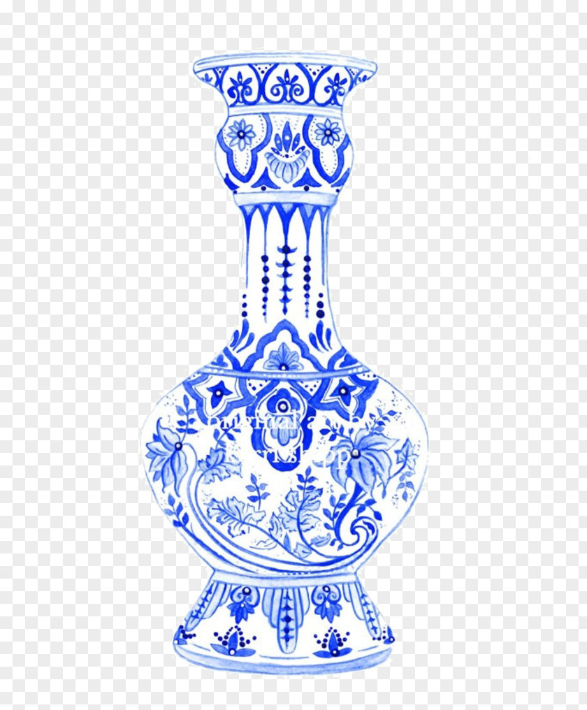 Vase Blue And White Pottery Drawing Chinese Ceramics Porcelain PNG