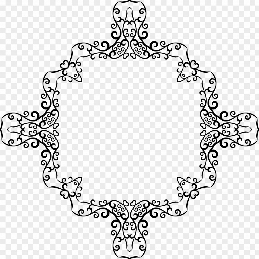 Flower Rattan Decorative Frame Black And White Clip Art PNG