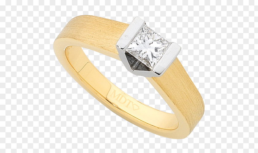 Ring Engagement Princess Cut Solitaire PNG