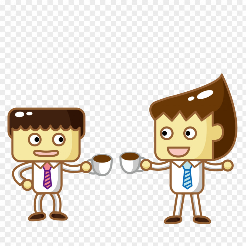 Cartoon Man Drinking Coffee Laborer Drawing Illustration PNG