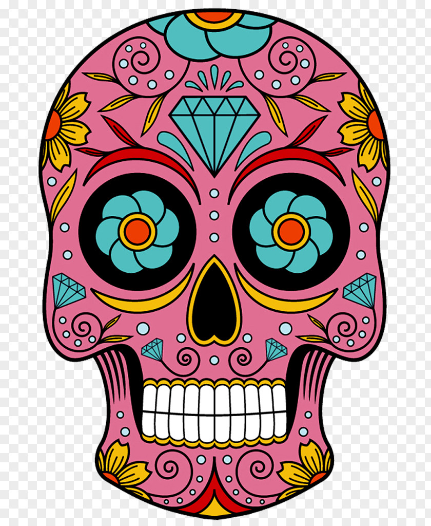 Skull Calavera Day Of The Dead Mexican Cuisine Pattern PNG