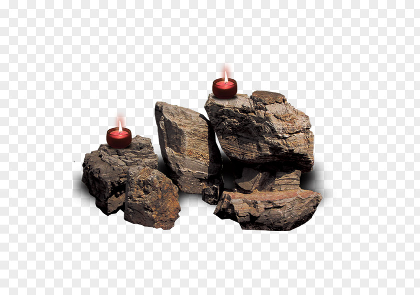 Red Candles On The Rocks Rock Download PNG