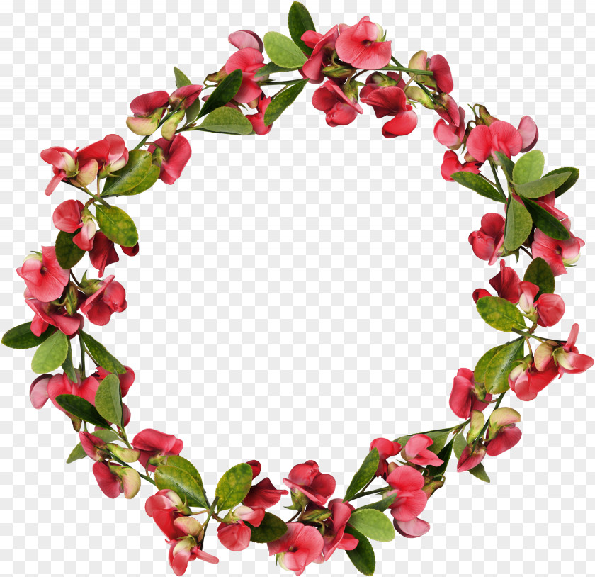 Red Garland Wreath Floral Design PNG