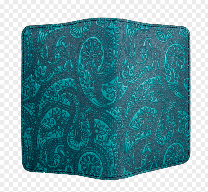 Blue Notebook Cover Design Paisley Turquoise Green Rectangle PNG