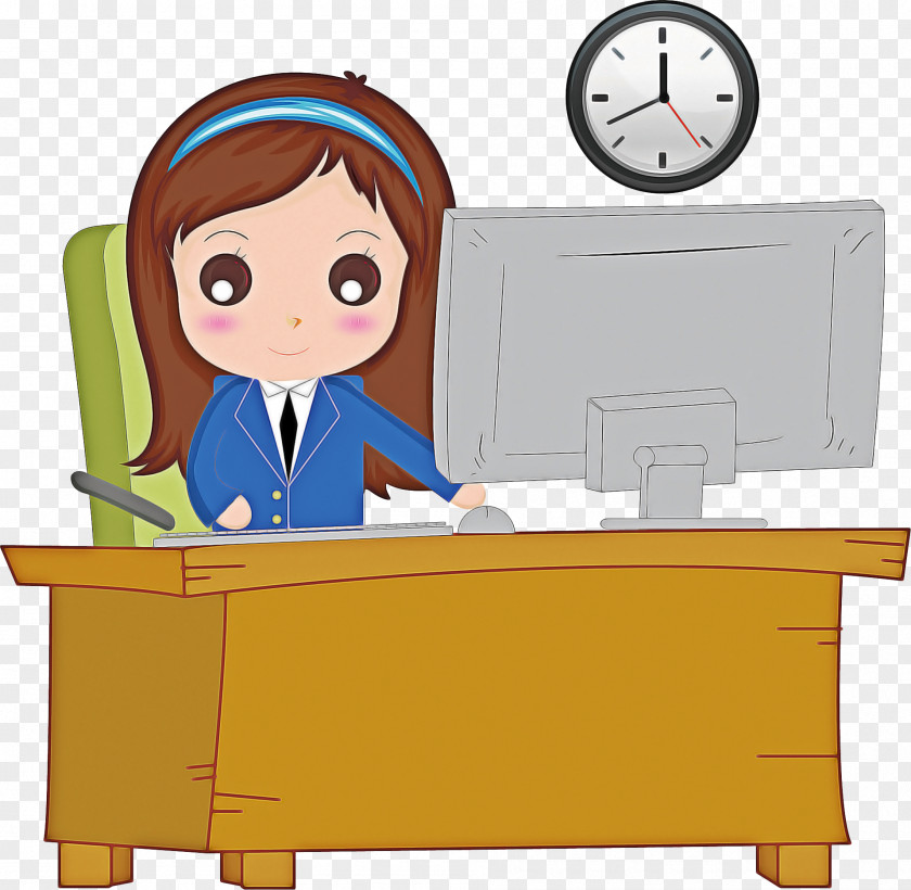 Desk Employment Cartoon Clip Art Furniture Job PNG
