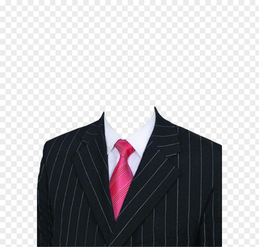 Striped Suit And Red Tie Necktie Shirt Pink PNG