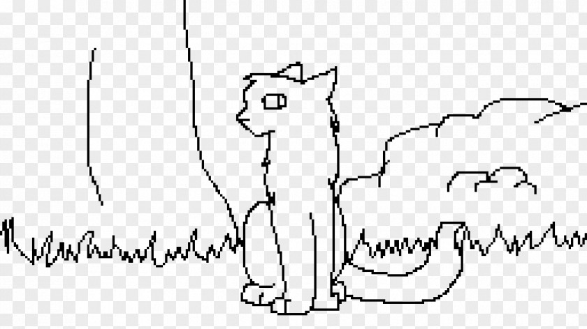 Pixel Art Cat Whiskers Line Sketch PNG