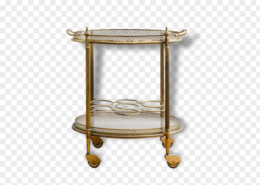 Table Desserte Brass Roulettes Metal PNG