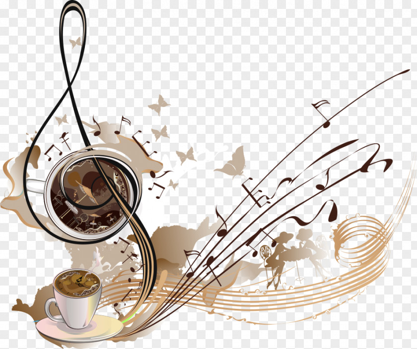 Vector Coffee Notes Cafe Musical Note Illustration PNG
