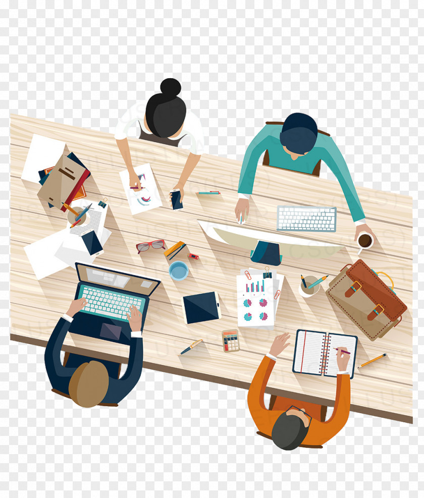 4 People Who Work A Plan Picture Material Business Meeting Flat Design Brainstorming PNG