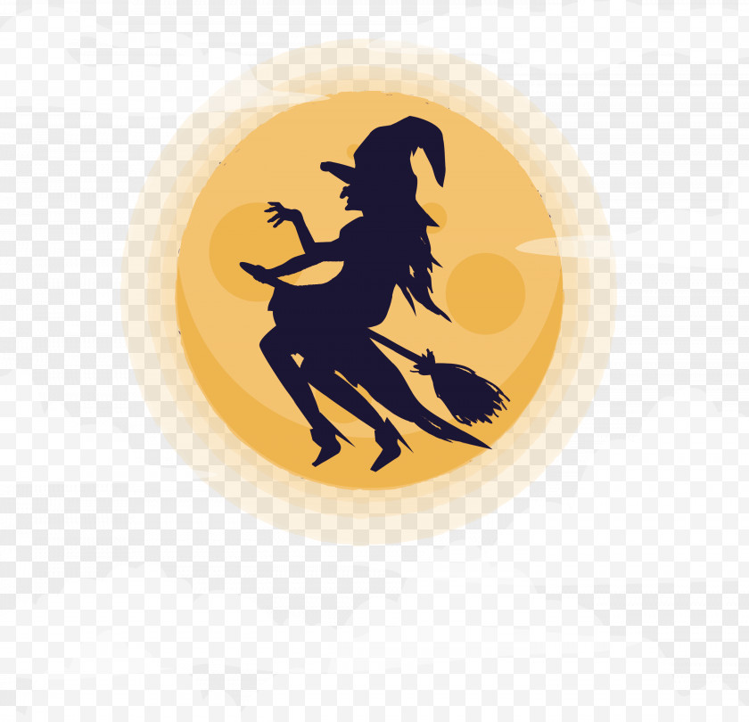 The Witch Flying To Moon Flight Silhouette Halloween Euclidean Vector PNG