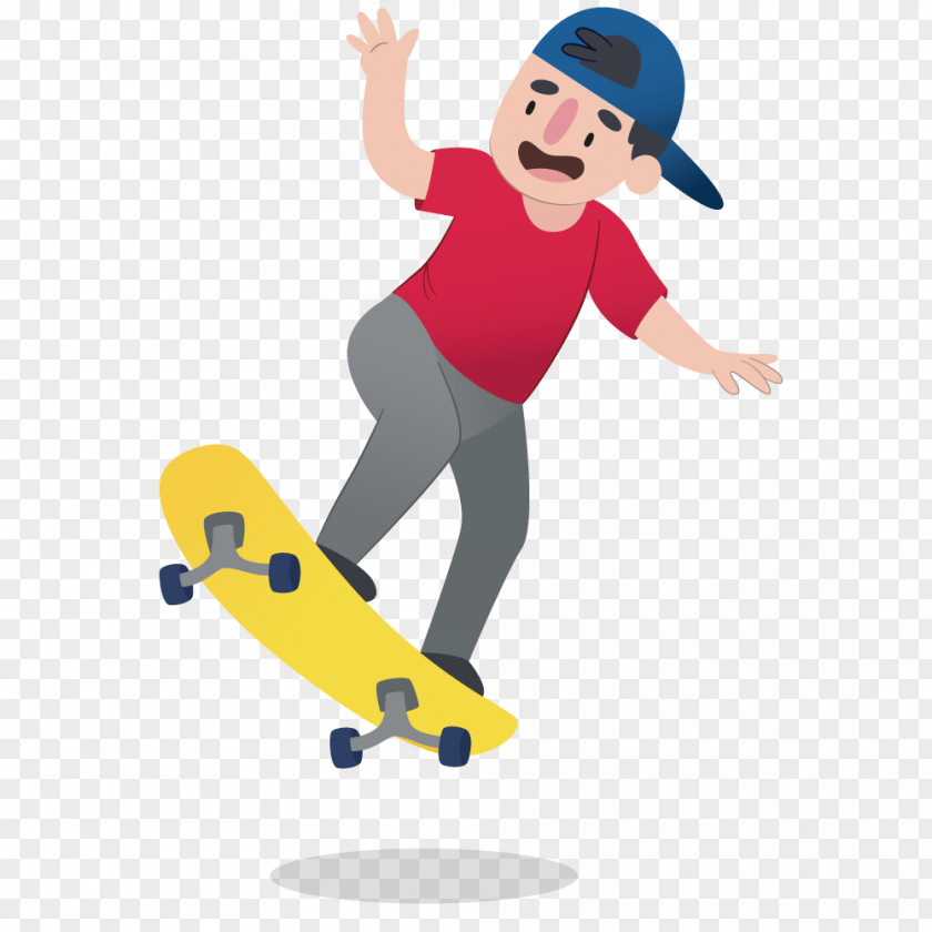 Happy Boy In Skateboarding Skateboard Euclidean Vector Illustration PNG