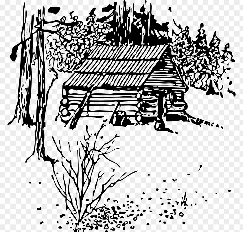 Log Cabin Black And White Clip Art PNG