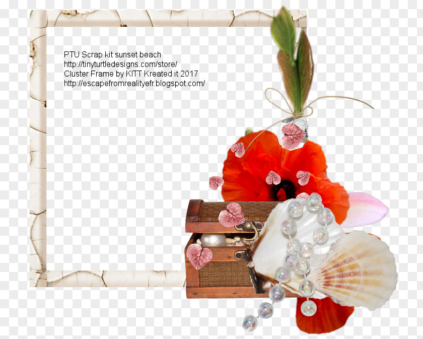 Beach Sunset Floral Design PNG