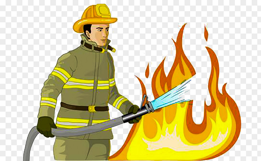 Hand Painted Firemen Fighting Fires Firefighter Illustration PNG