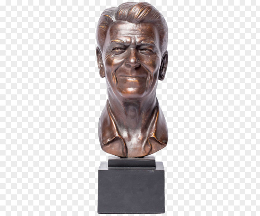 Bust Ronald Reagan White House Figurine Bronze Sculpture PNG