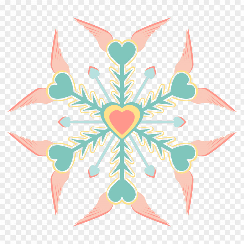 Heart Wing Snowflake Color Clip Art PNG
