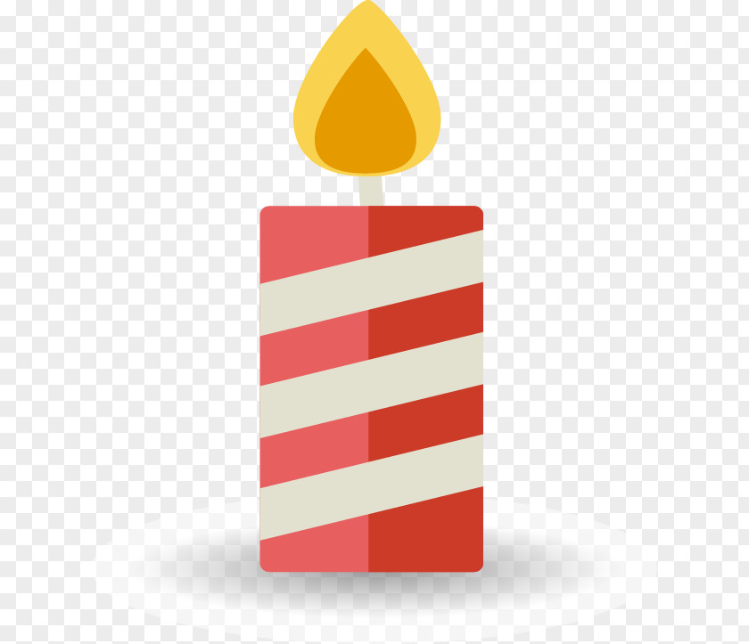 Painted Red And White Striped Candle Element PNG
