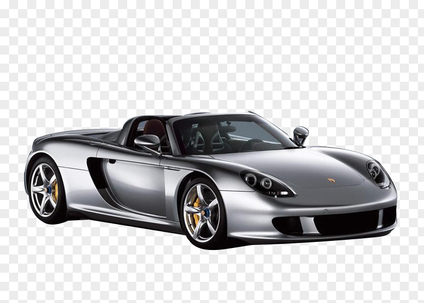 Cool Silver Sports Car Running Porsche Carrera GT 918 Spyder 911 PNG