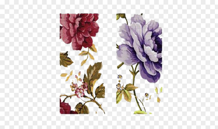 Classical Peony Print Decorative FIG. Textile Printing PNG