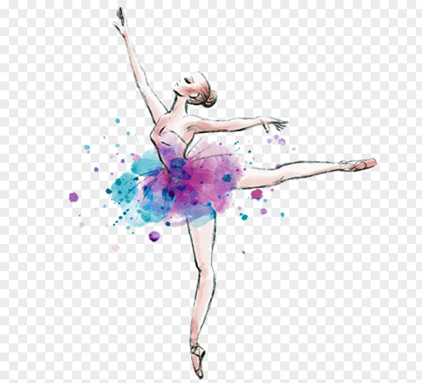 Ballet Dancing Dancer Tutu Watercolor Painting PNG