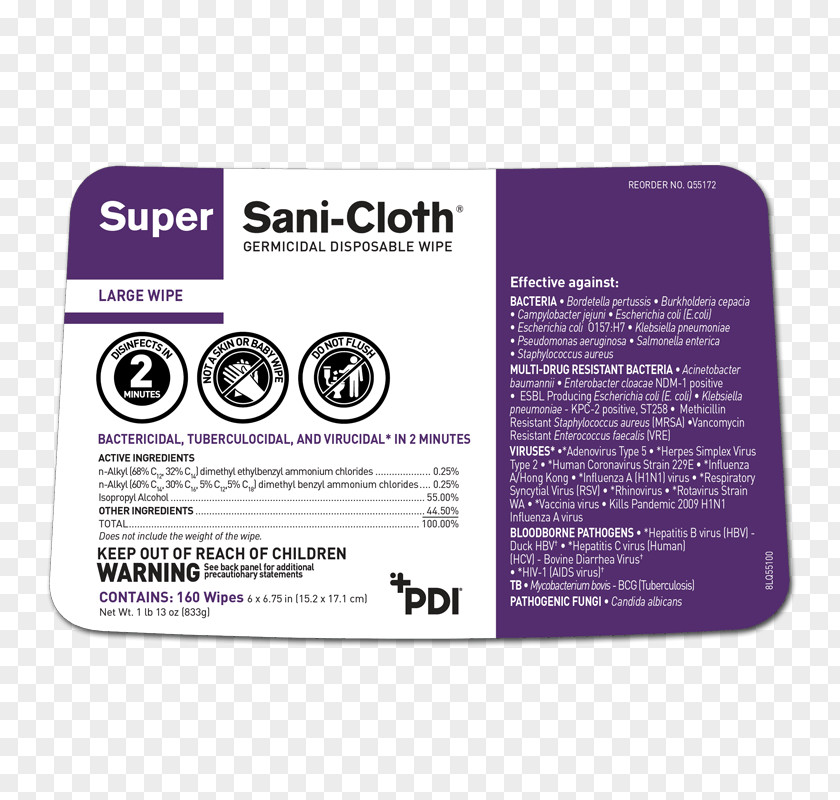 Bleach Disinfectants Textile Wet Wipe Label PNG