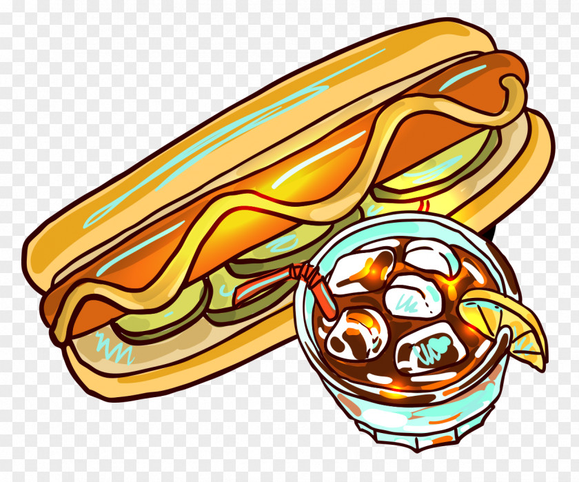 Cartoon Hot Dog Sausage Hamburger Barbecue PNG
