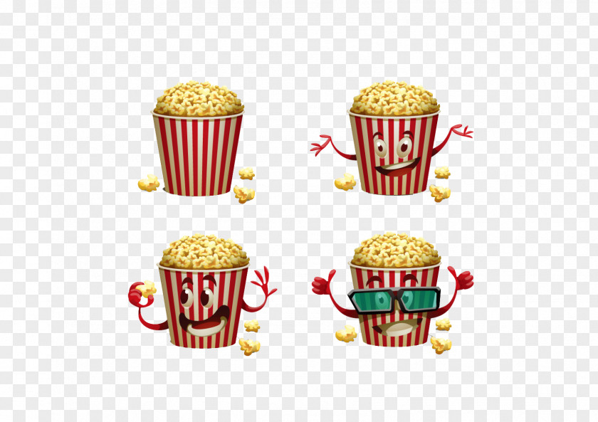 Cartoon Popcorn Combination Film Illustration PNG