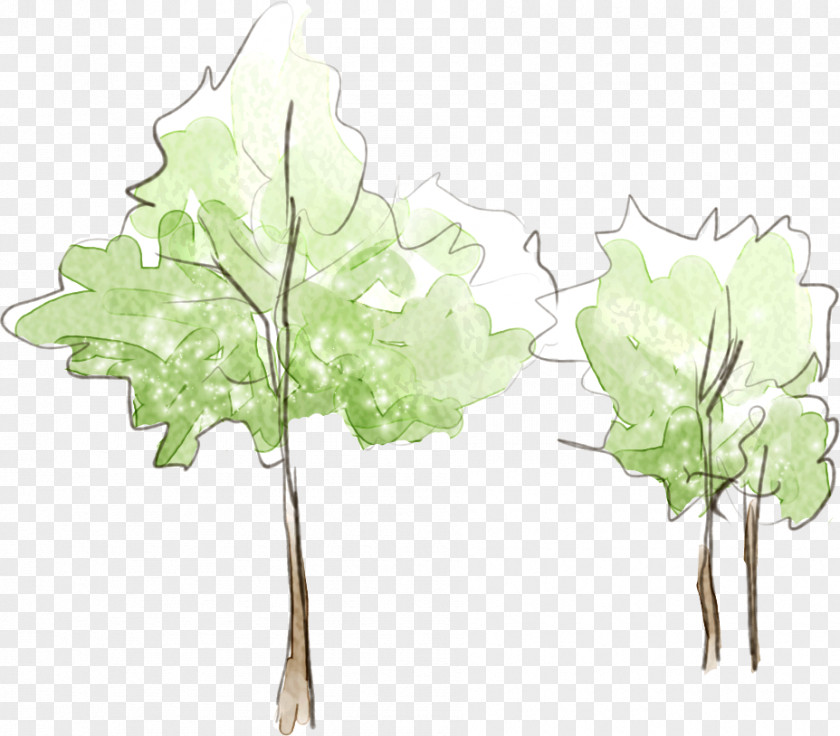 Fresh Hand-painted Watercolor Tree PNG